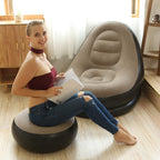 Inflatable Lounge Chair | Portable Folding Lazy Sofa with Footstool