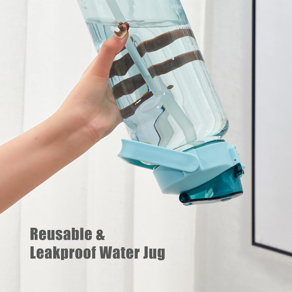 2L Transparent Water Bottle with Straw & Handle | Leakproof