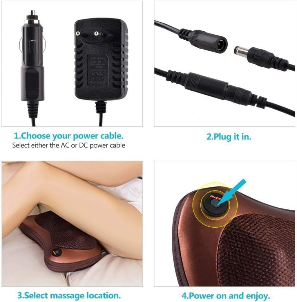 Electric Neck & Back Massager Pillow with Heat – Deep Tissue Relief