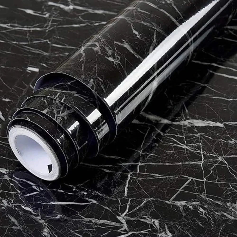 Peel & Stick Marble Wallpaper | Waterproof Black Vinyl Decor