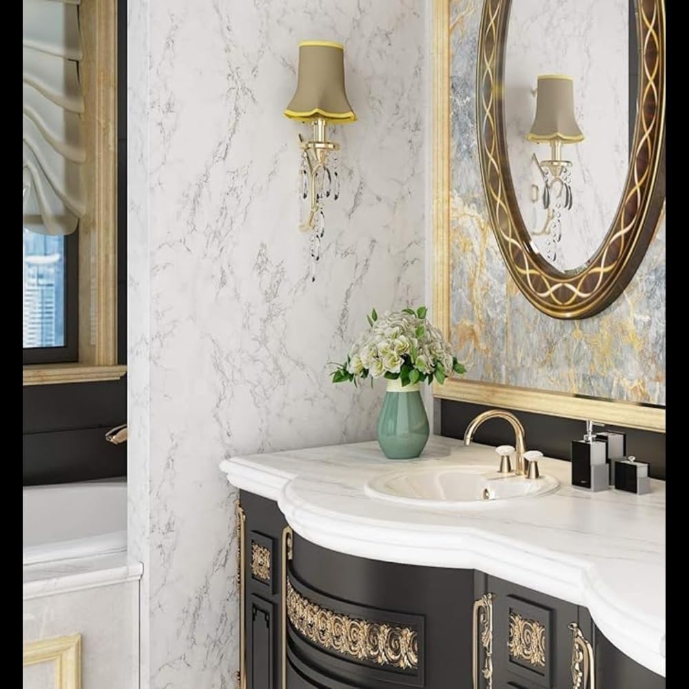 Peel & Stick Marble Wallpaper | Waterproof White Vinyl Decor