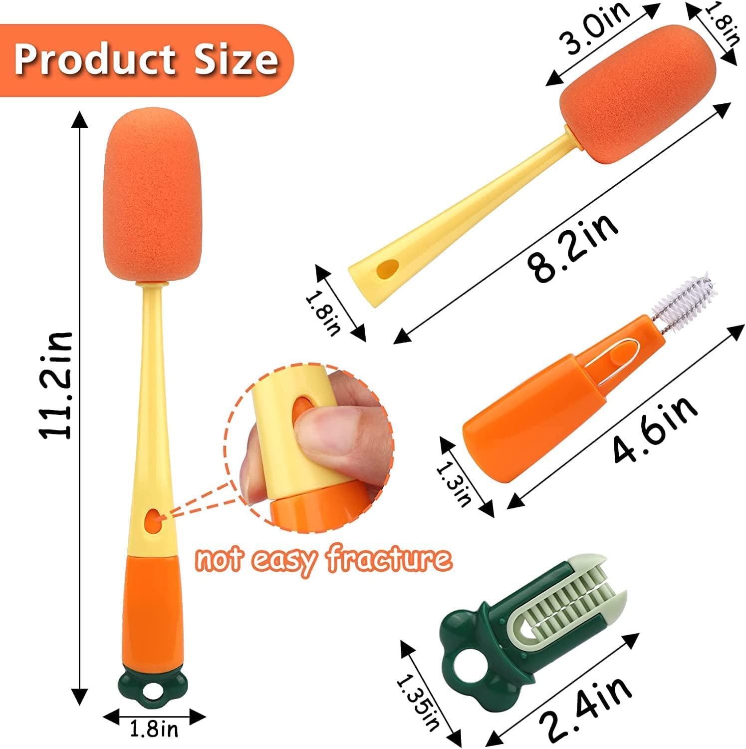 3-in-1 Multi Bottle Cleaning Brush for Cups, Tumblers & Bottles