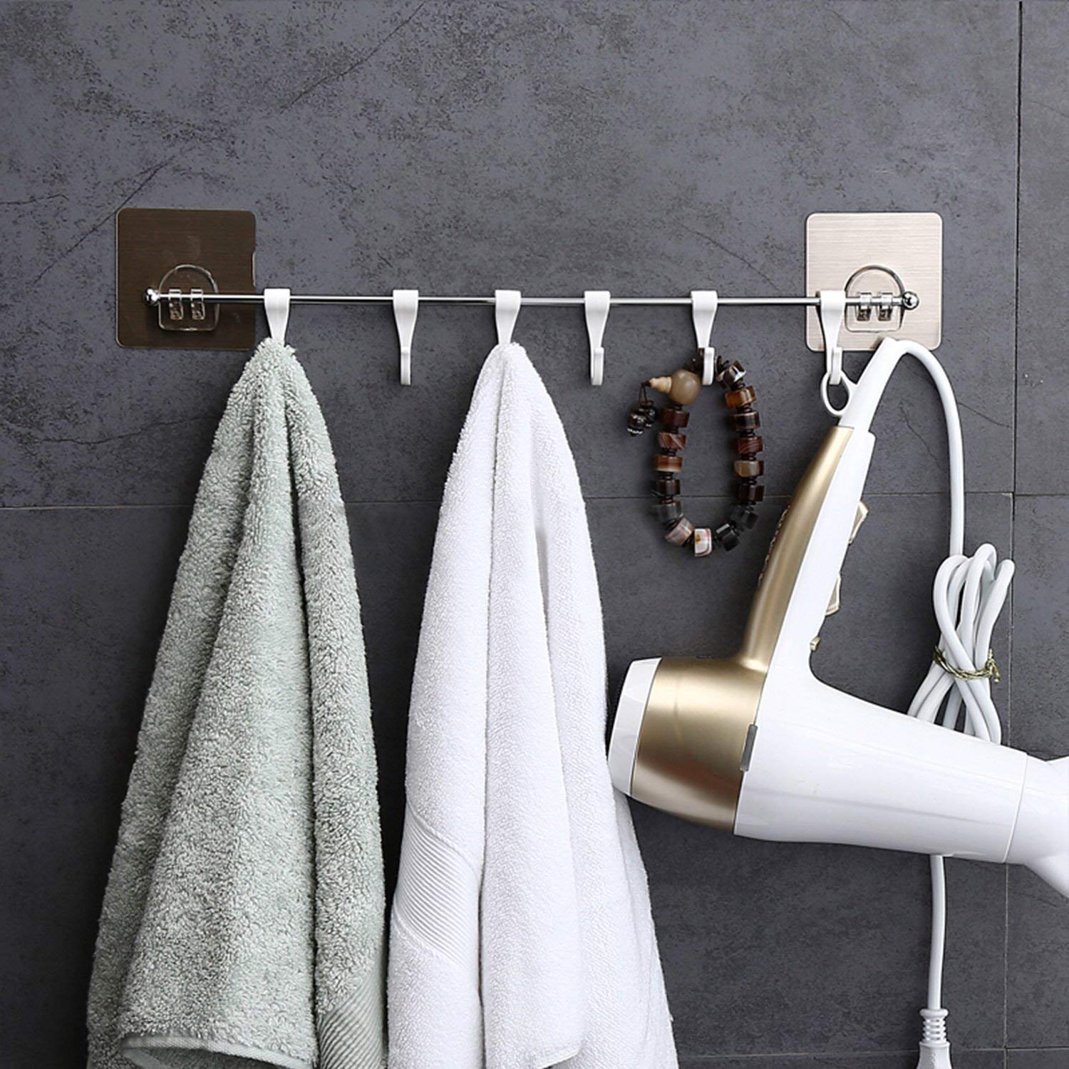 6-Hook Stainless Steel Hanger | Multi-Purpose with Magic Sticker
