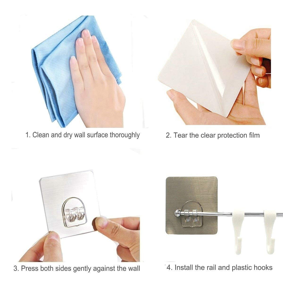 6-Hook Stainless Steel Hanger | Multi-Purpose with Magic Sticker