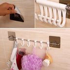 6-Hook Stainless Steel Hanger | Multi-Purpose with Magic Sticker