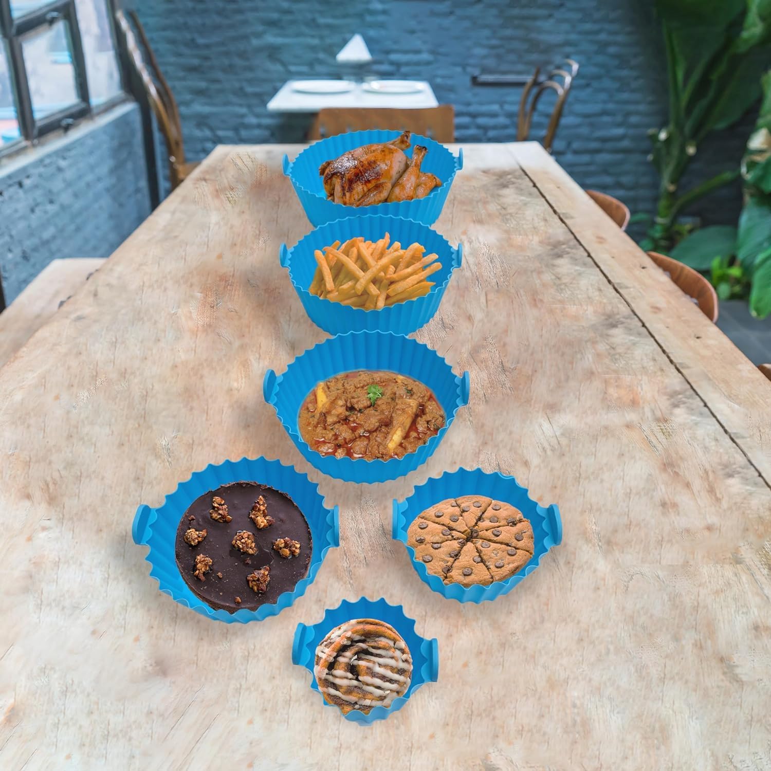 6 Pcs Reusable Silicone Air Fryer Liners Non Stick