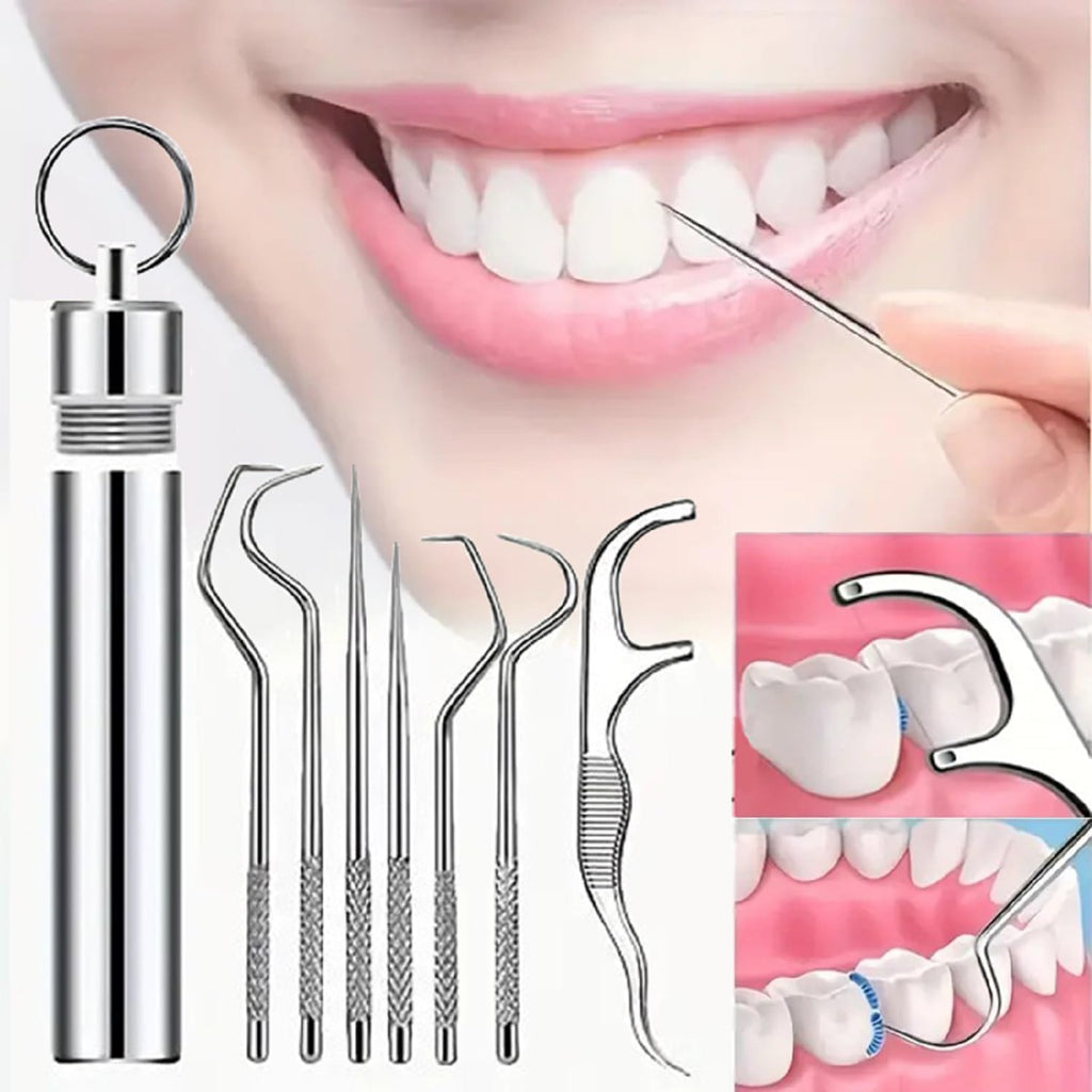 7-Pcs Stainless Steel Reusable Toothpicks Set