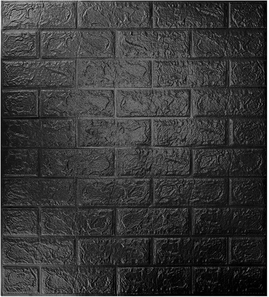 3D Foam Brick Wall Stickers | Black Peel & Stick Wallpaper