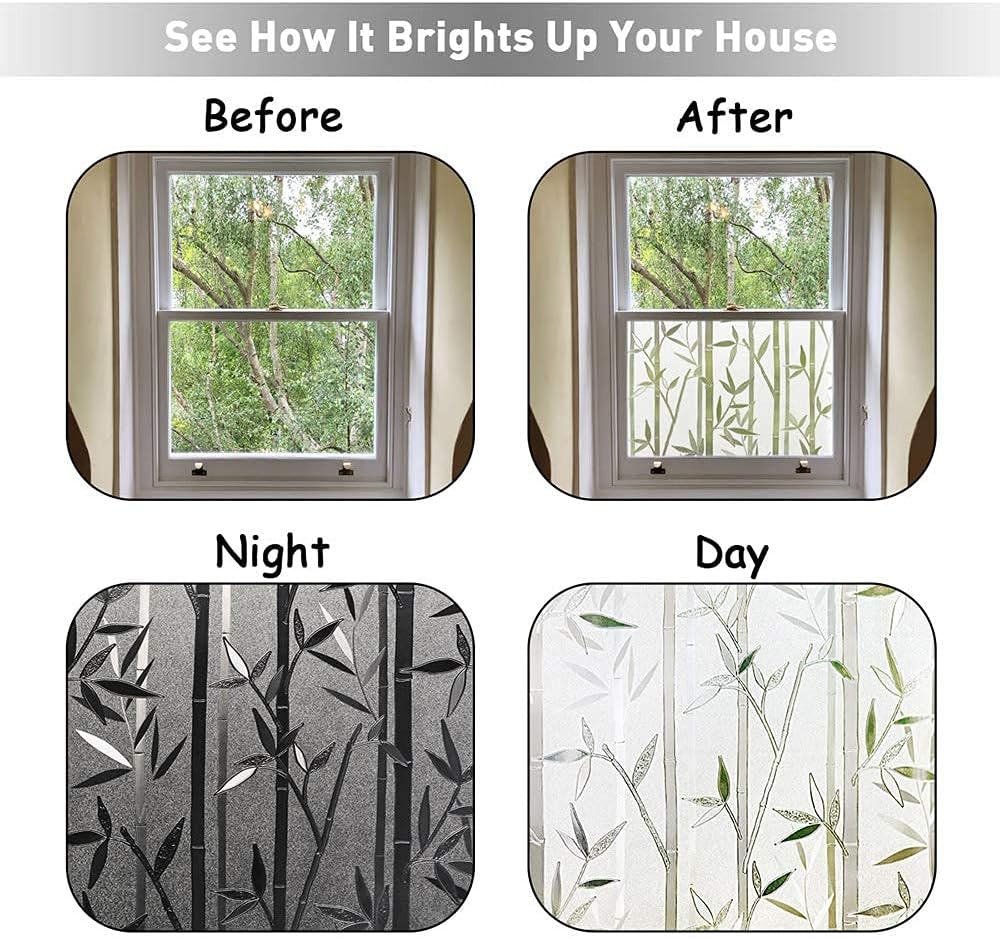 Self-Adhesive Window Privacy Film | Decorative Bamboo White