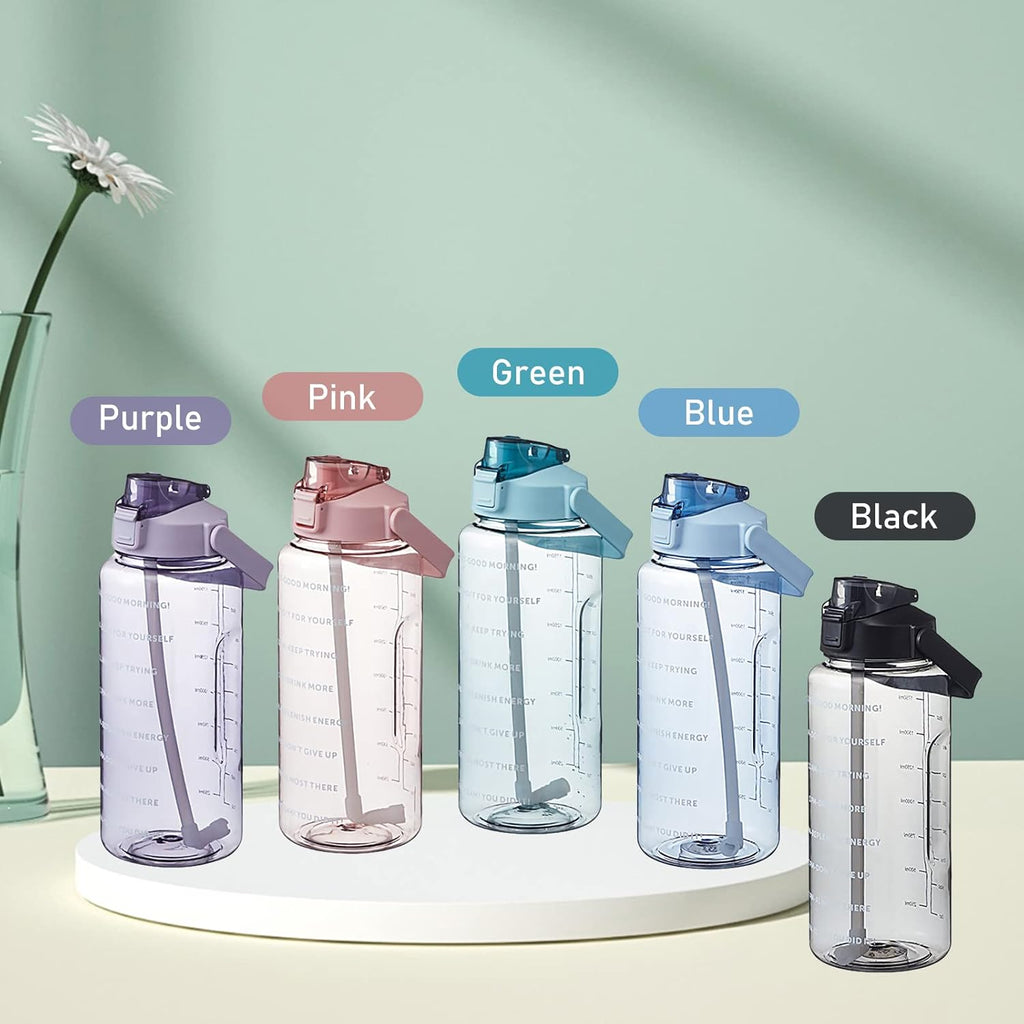 2L Transparent Water Bottle with Straw & Handle | Leakproof