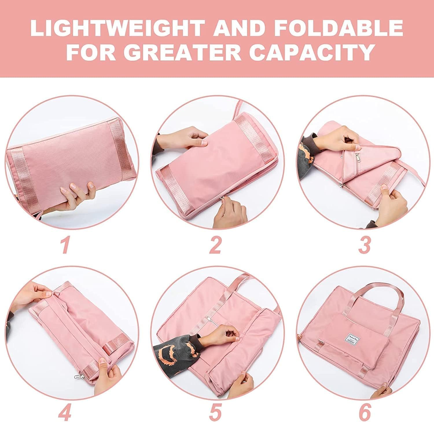 Peach Foldable Travel Duffel Bag | Lightweight Waterproof Tote