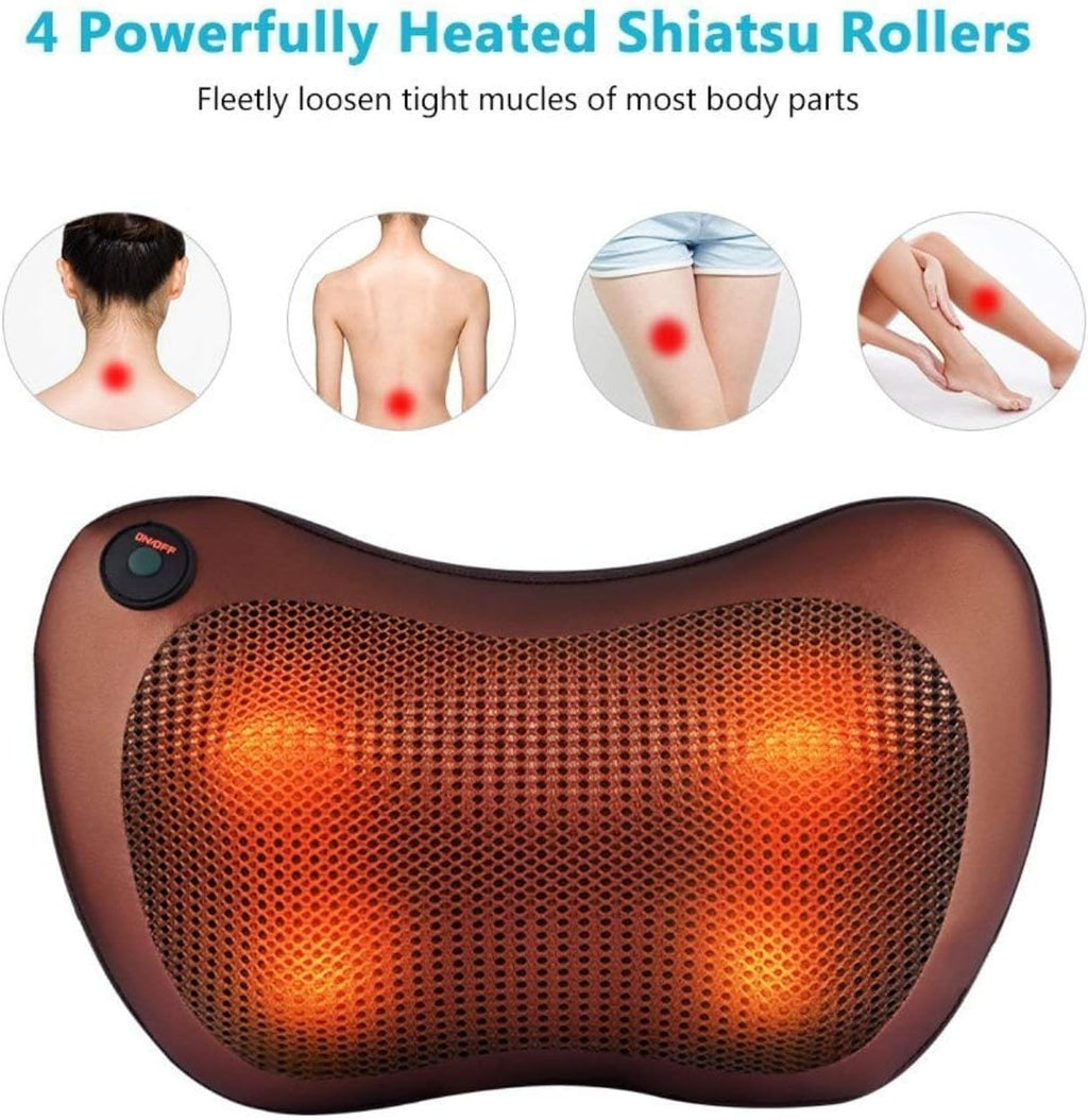 Electric Neck & Back Massager Pillow with Heat – Deep Tissue Relief