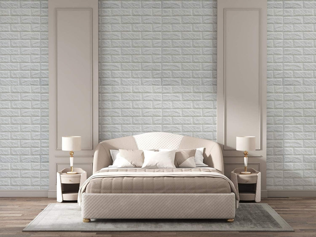 3D Foam Brick Wall Stickers | White Peel & Stick Wallpaper