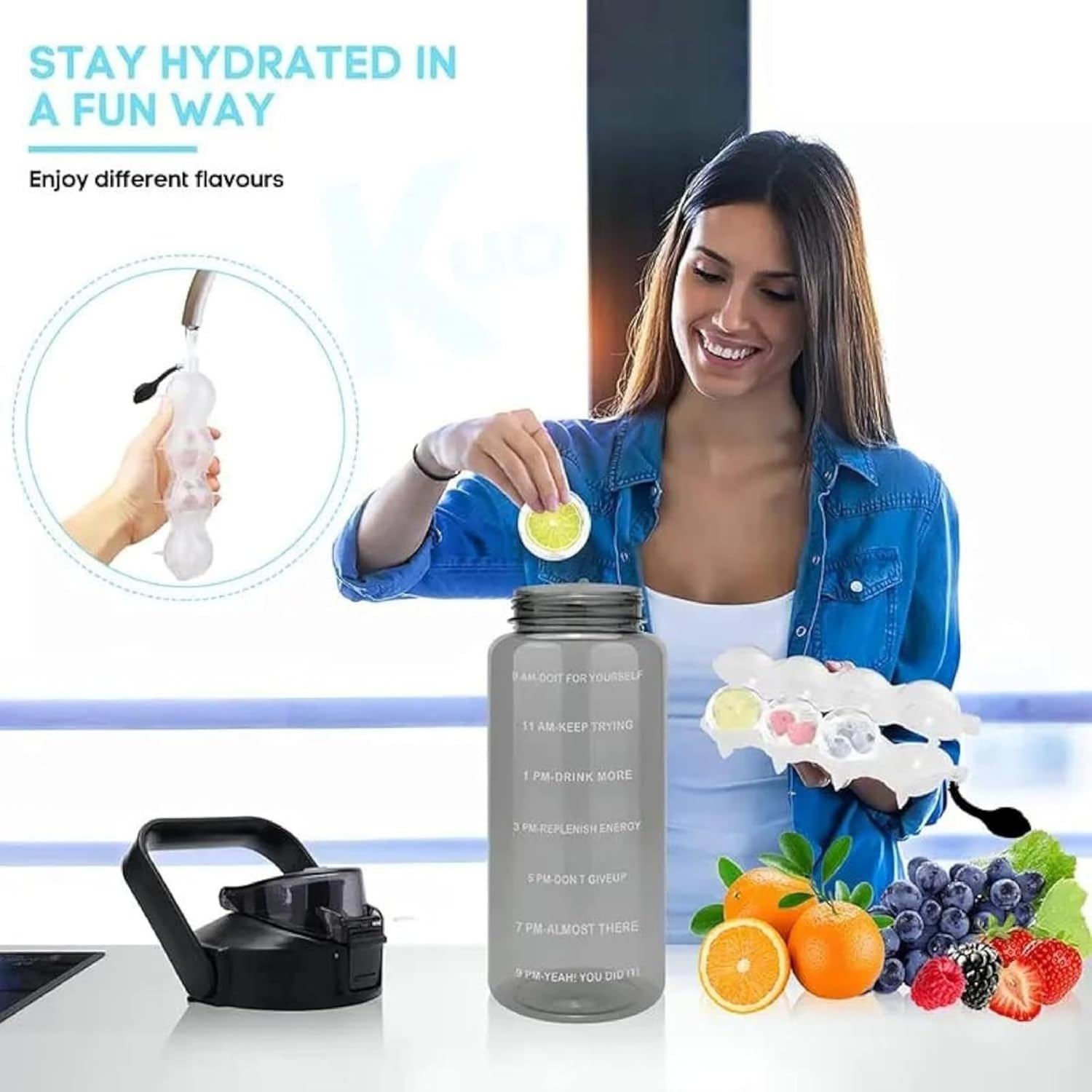 2L Transparent Water Bottle with Straw & Handle | Leakproof