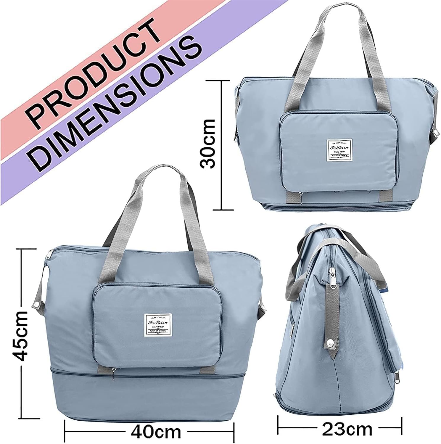 Blue Foldable Travel Duffel Bag | Lightweight Waterproof Tote
