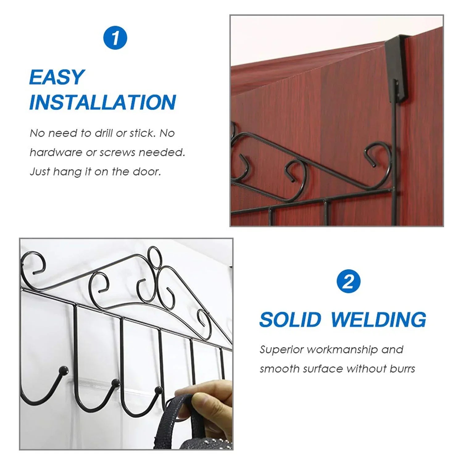 7-Hook Over Door Hanger Organizer for Home & Office