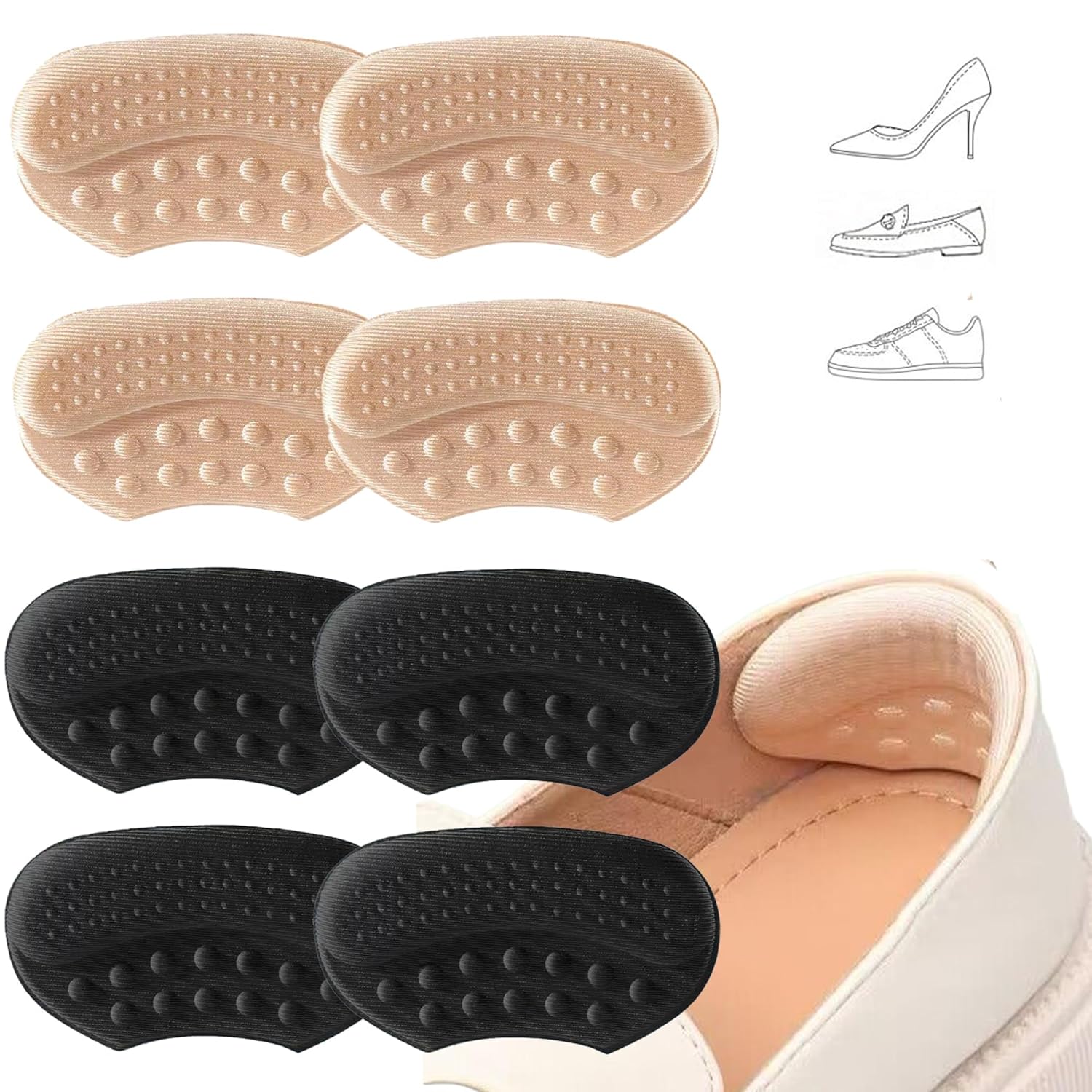 Heel Cushion Pads Anti-Slip Comfortable Shoe Inserts