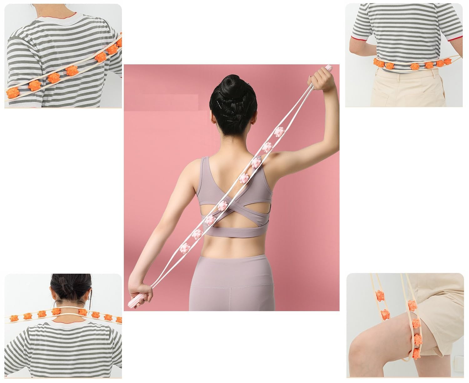 8-Roller Body Massager Strap for Back & Neck Pain Relief
