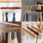 Tie Hanger 8 Hooks Wooden Belt Scarf Organizer