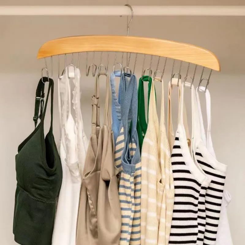 Tie Hanger 8 Hooks Wooden Belt Scarf Organizer