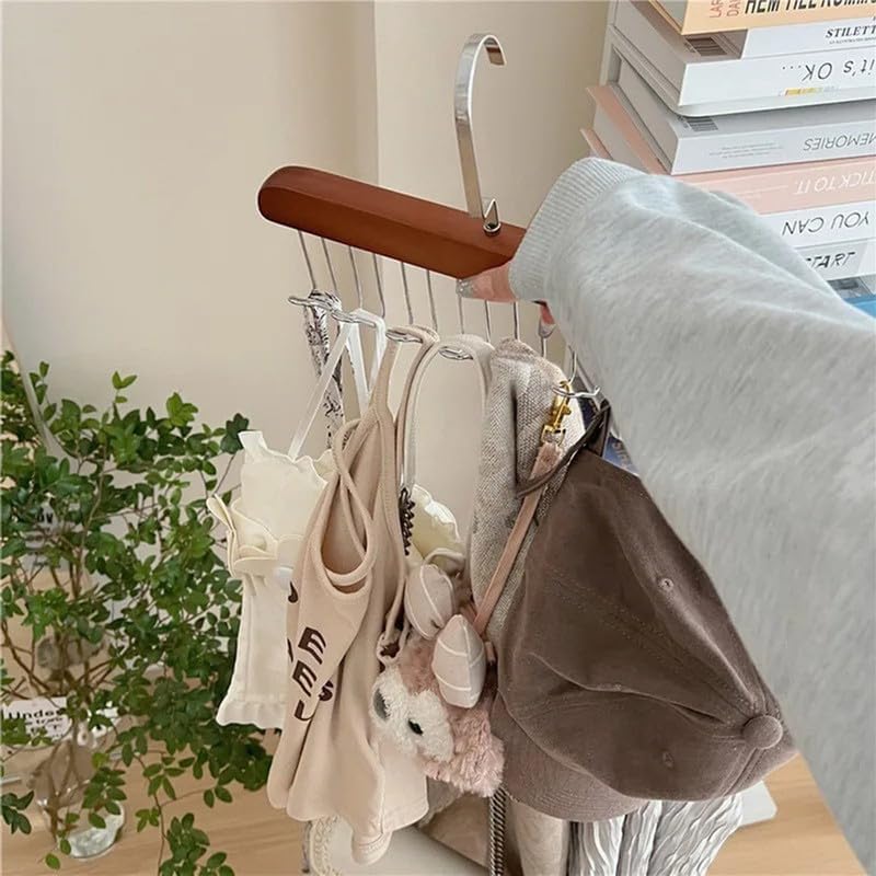 Tie Hanger 8 Hooks Wooden Belt Scarf Organizer