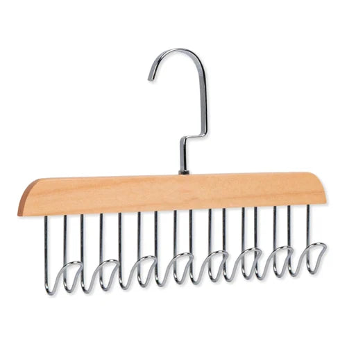 Tie Hanger 8 Hooks Wooden Belt Scarf Organizer