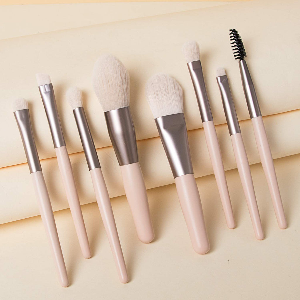 8Pcs Mini Makeup Brush Set Travel Kit with PU Bag