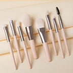8Pcs Mini Makeup Brush Set Travel Kit with PU Bag