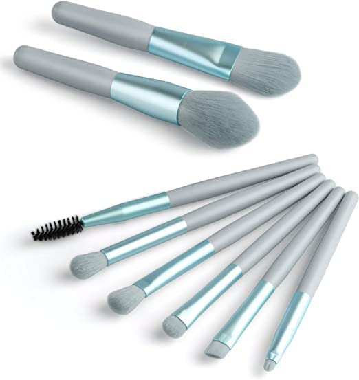 8Pcs Mini Makeup Brush Set Travel Kit with PU Bag