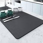 Grey Dish Drying Mat Absorbent Kitchen Quick Dry Pad 40cm x 30cm