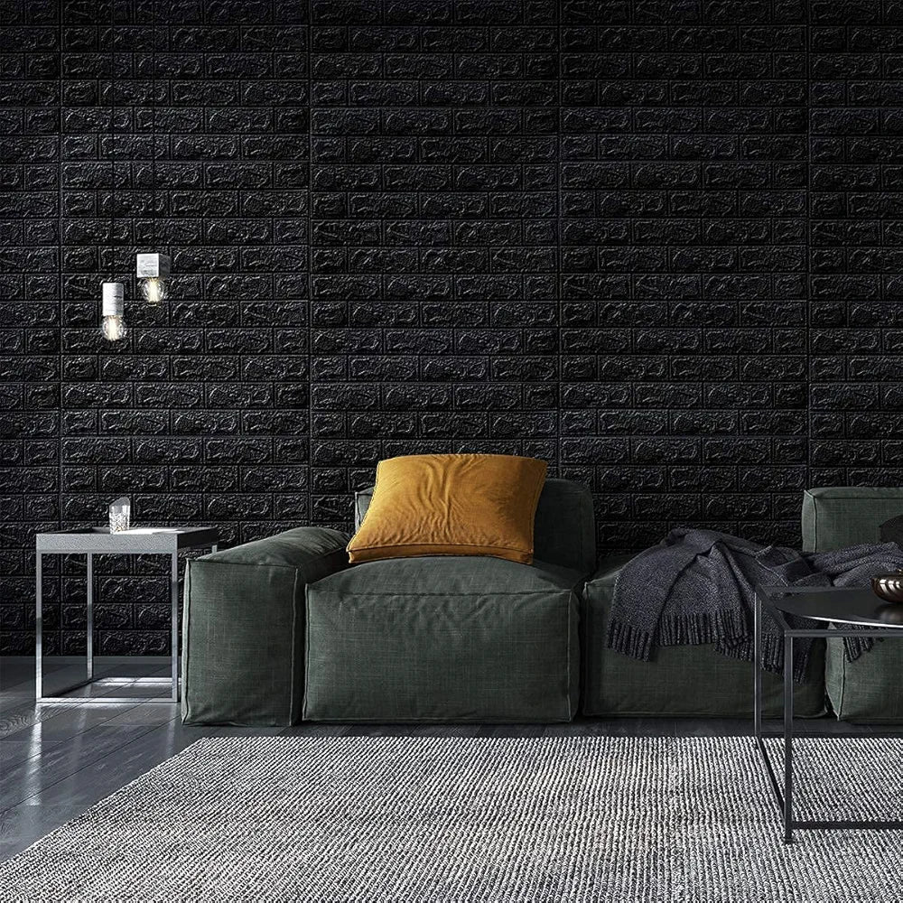3D Foam Brick Wall Stickers | Black Peel & Stick Wallpaper