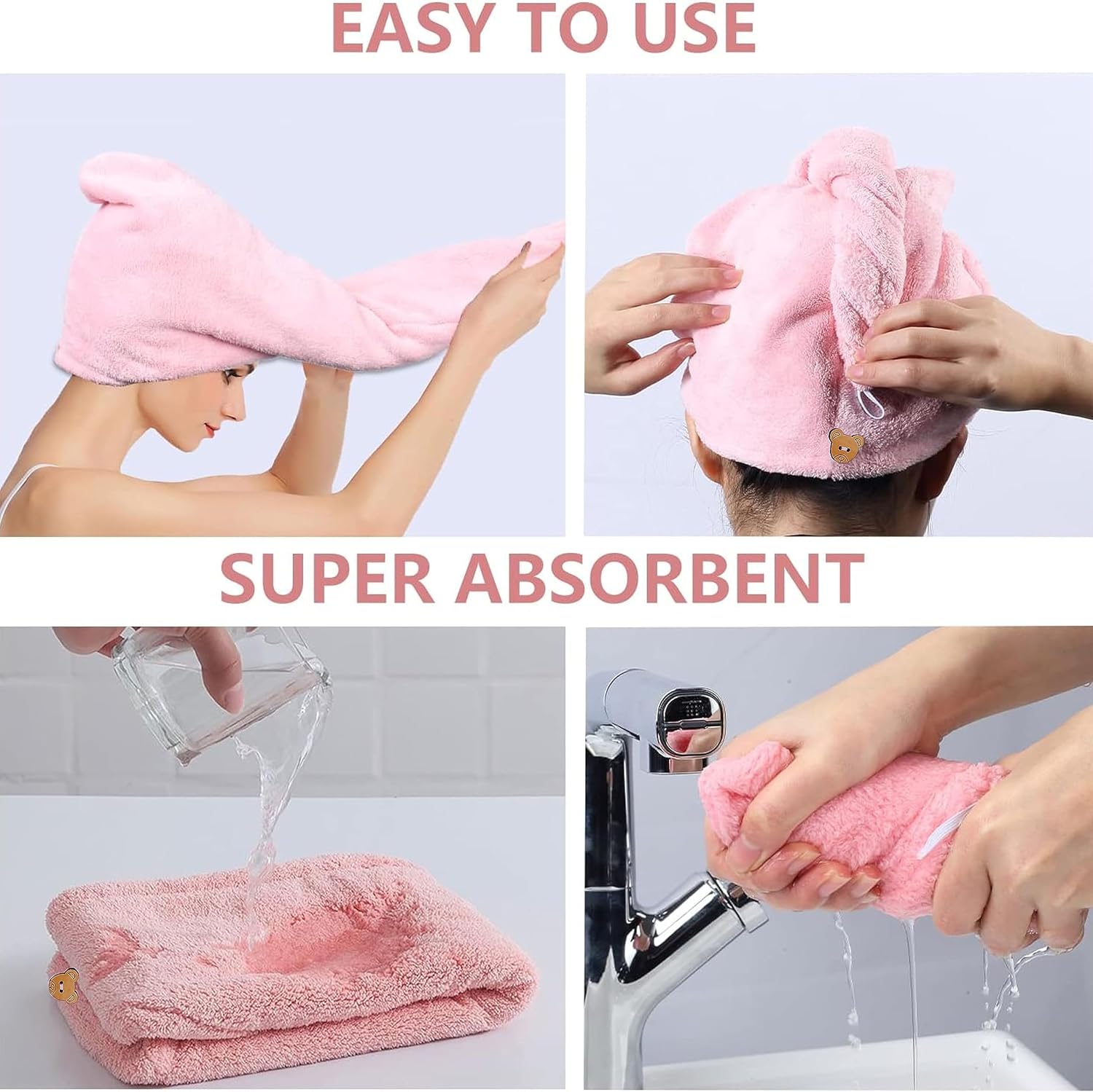 Microfiber Hair Drying Towel | Fast Dry Wet Hair Multicolor
