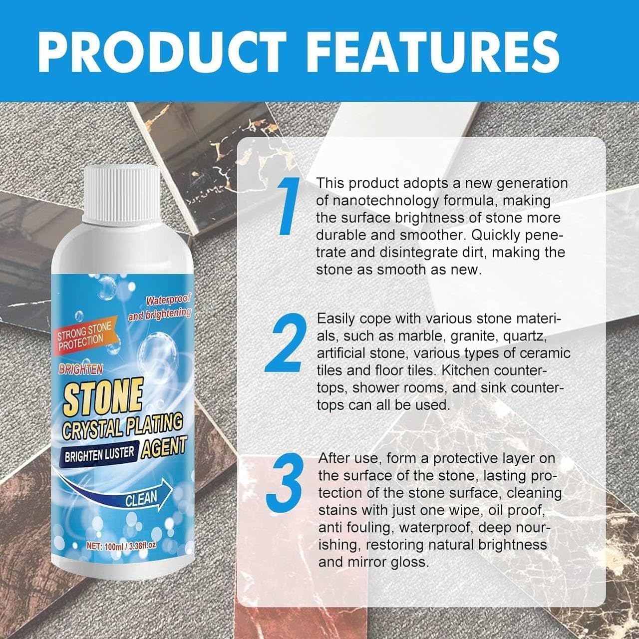 Nano Stone Stain Remover Marble Crystal Cleaner