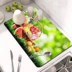 Grey Dish Drying Mat Absorbent Kitchen Quick Dry Pad 40cm x 30cm