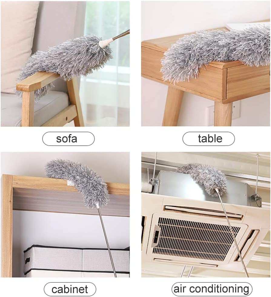 100" Microfiber Feather Duster with Extendable Pole for Dusting
