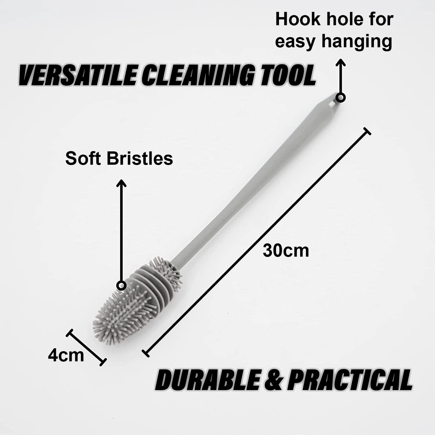 Silicone Baby Bottle Cleaner Brush | Long Handle Narrow Neck