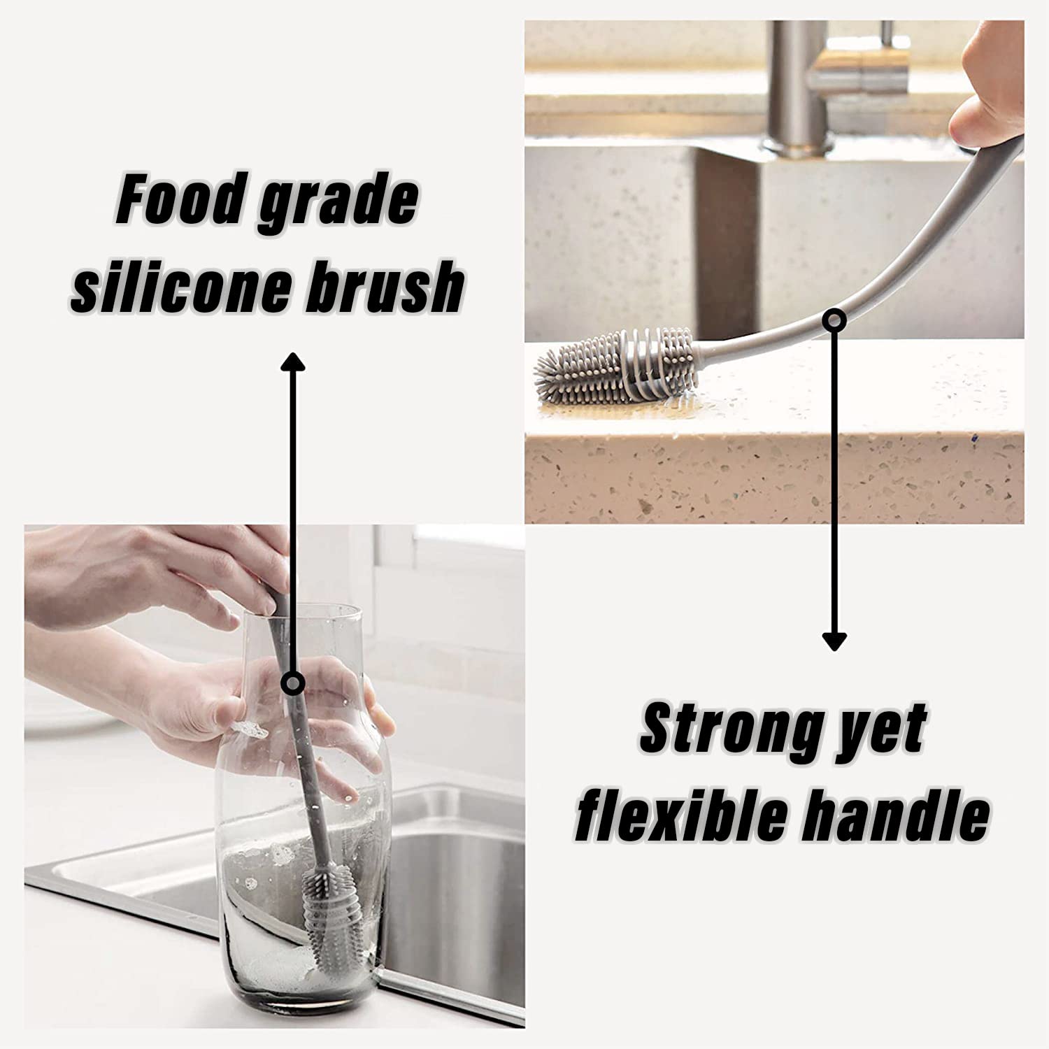 Silicone Baby Bottle Cleaner Brush | Long Handle Narrow Neck