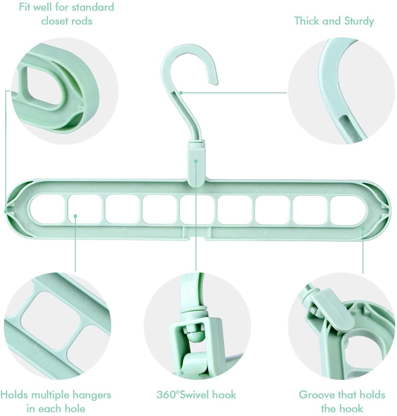 9-Hole Rotating Wardrobe Hanger | Anti-Skid Space Saver