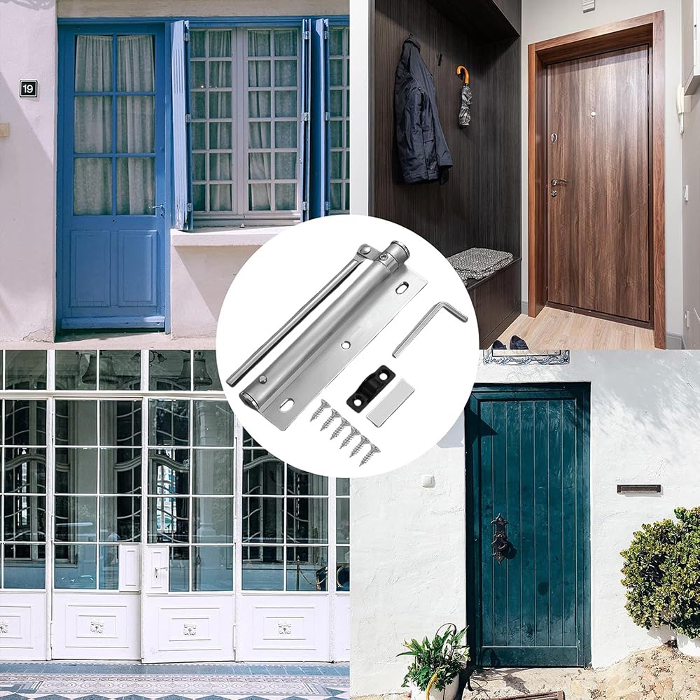 Adjustable Automatic Spring Door Closer Silver