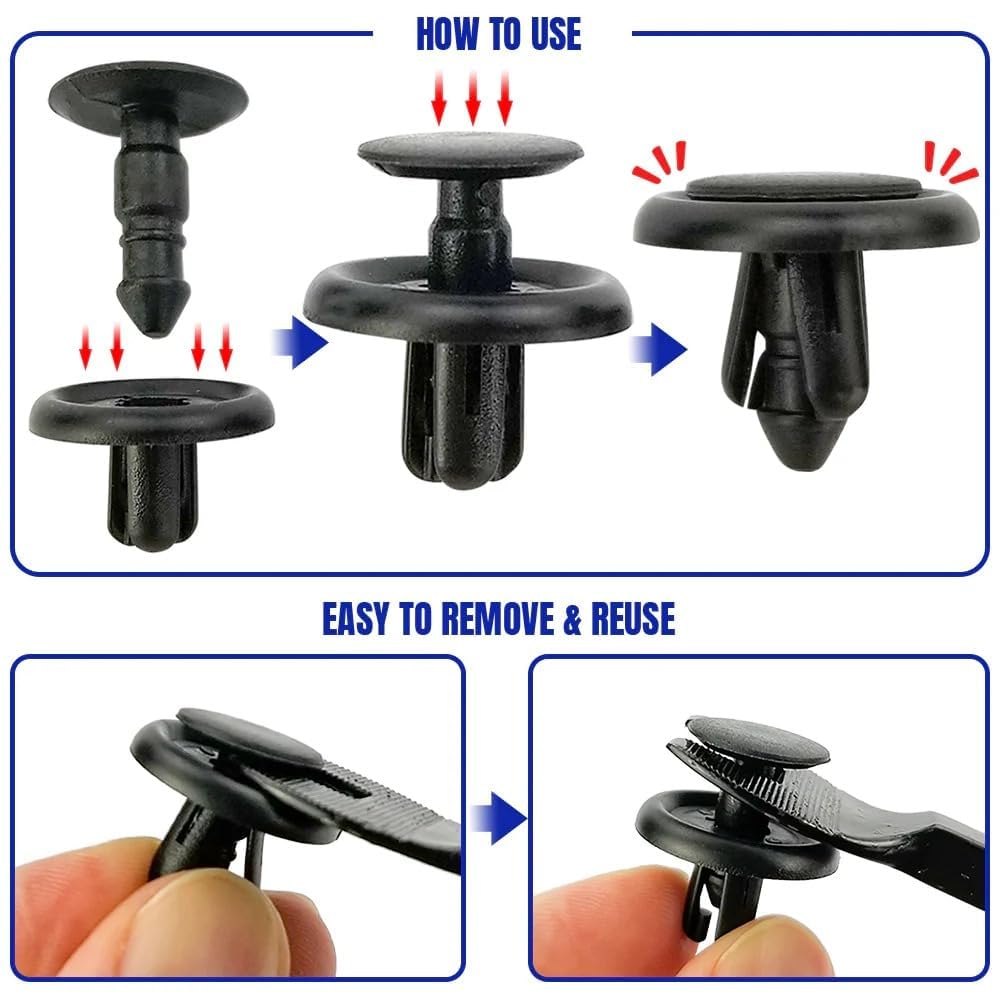 Black Fender Clip Lock Push Rivets for Car Bumper Mudguard