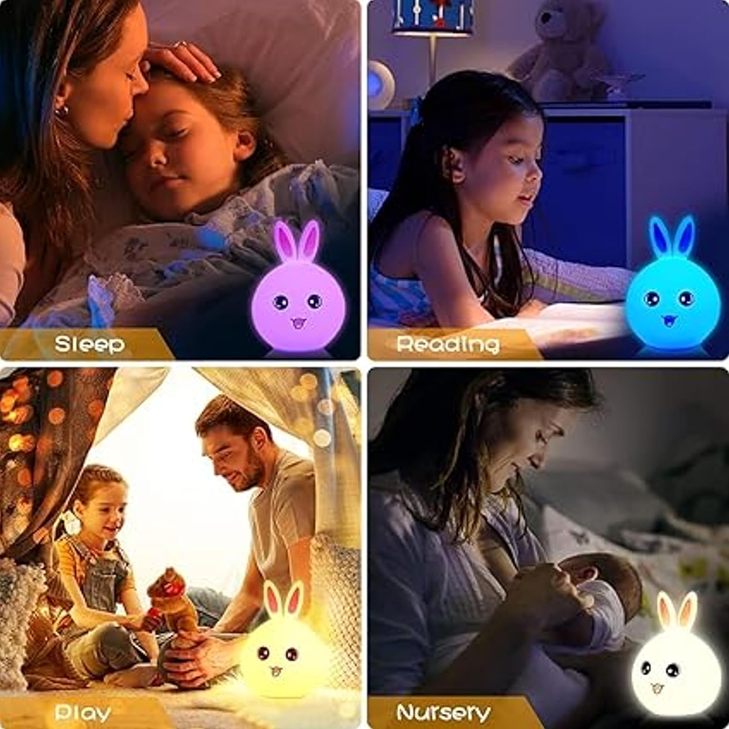 Cute Rabbit Silicone LED Night Lamp USB Rechargeable