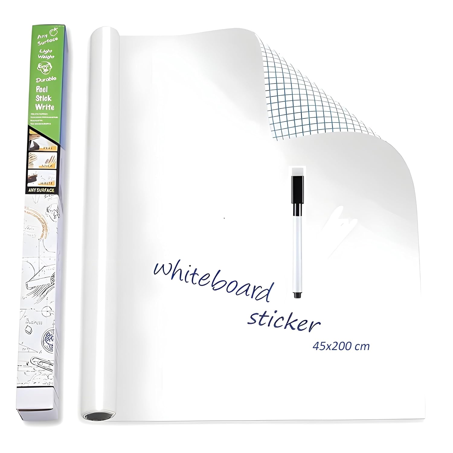 45×200 cm Whiteboard Wall Sticker with Marker | Dry Erase Planner