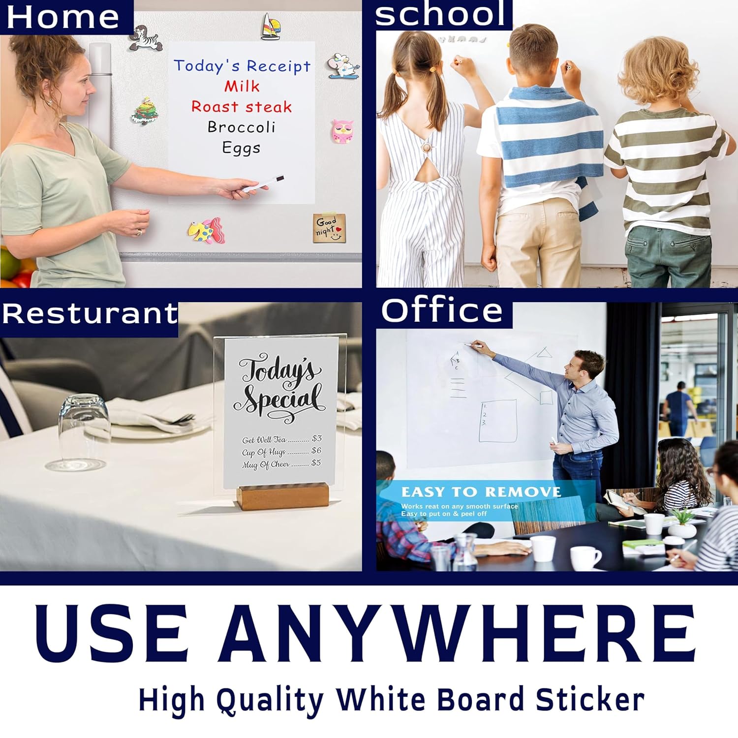 45×200 cm Whiteboard Wall Sticker with Marker | Dry Erase Planner