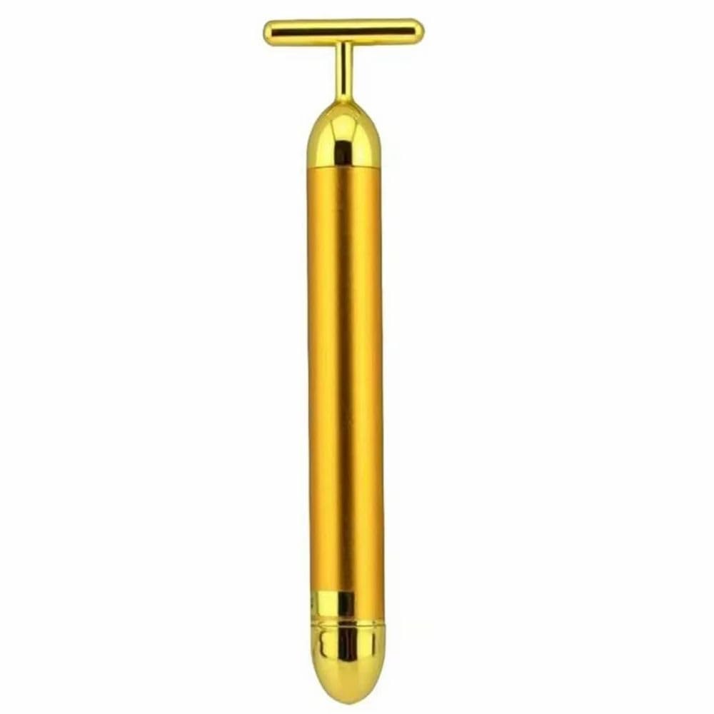 Gold T-Shape Electric Facial Massager for Skin Lifting & Care