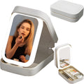 LED Lighted Makeup Mirror Jewelry Box Portable Organizer Case