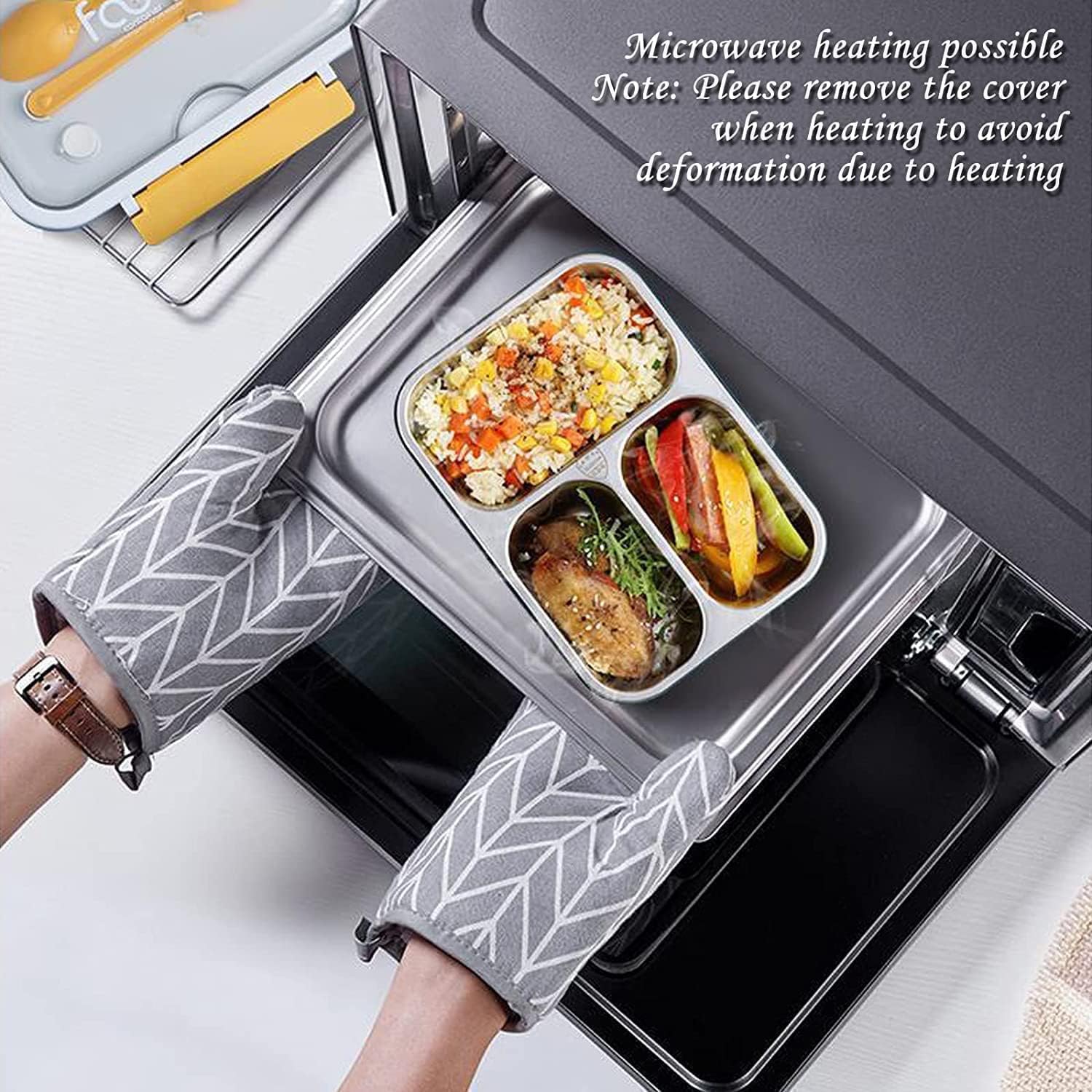 3-Compartment Transparent Stainless Steel Lunch Box for Meals