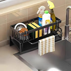 Metal Kitchen Sink Organizer with Soap Tray & Towel Bar