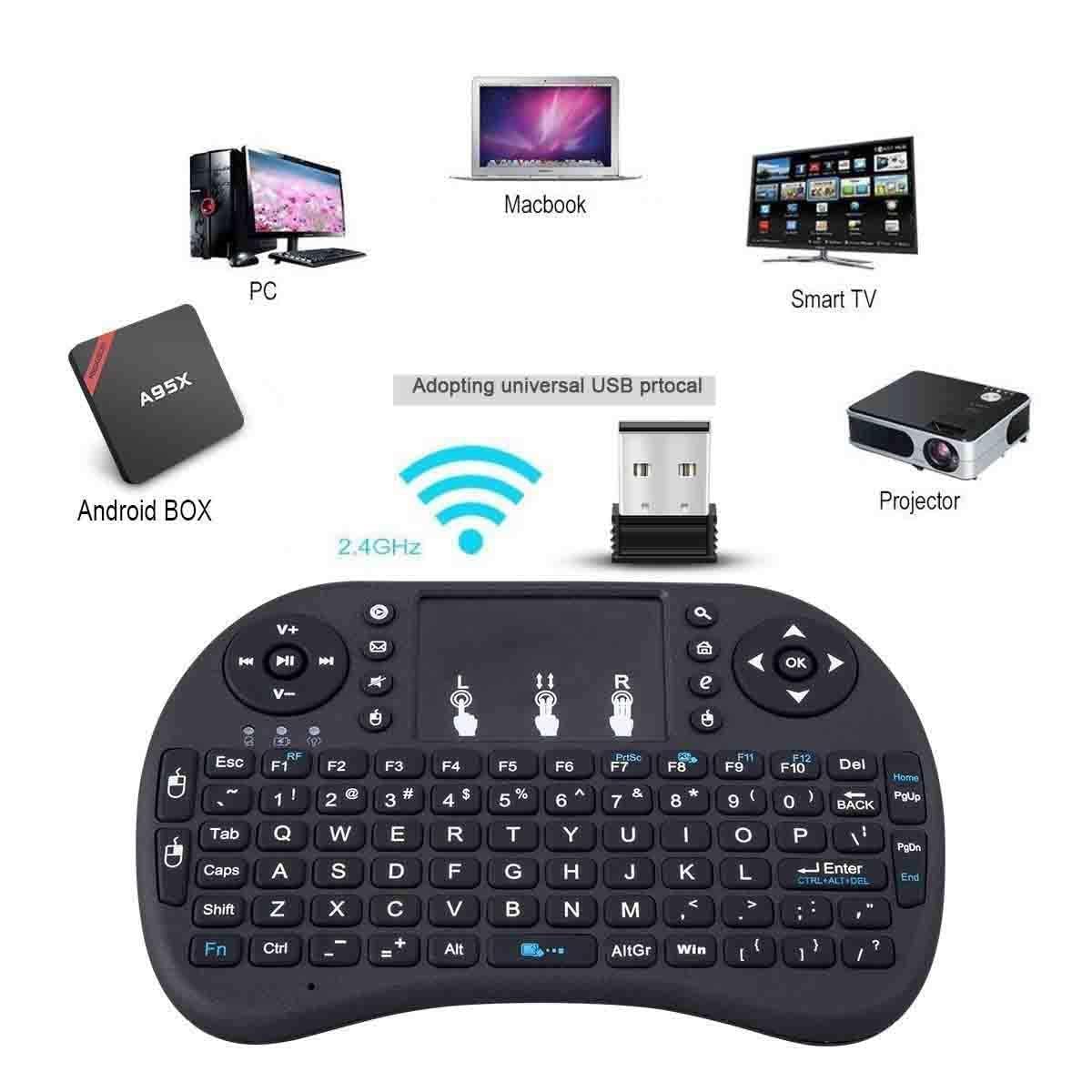 Mini Wireless Keyboard with Touchpad Portable Smart Black