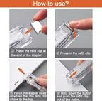 Mini Push Stapler with Reusable Clips Office & School