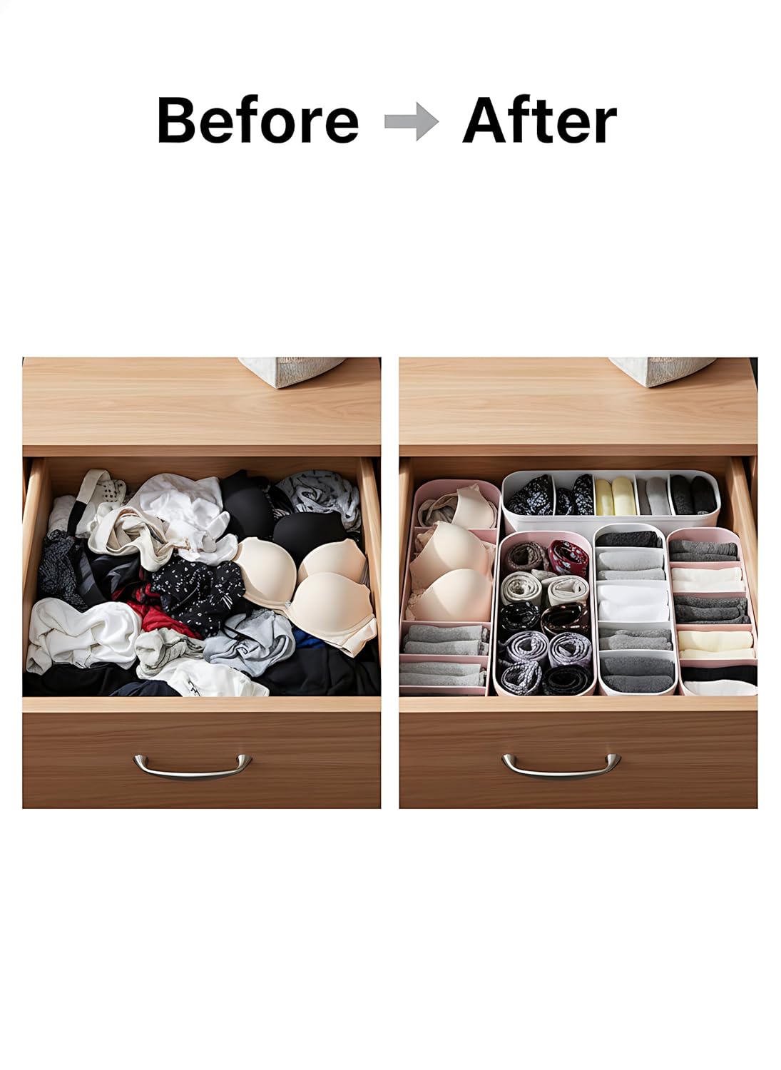Multicolor Drawer Organizer Set for Socks & Underwear